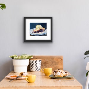 Framed Blueberry Pie Print With Mat Pie Art Dessert Kitchen Print Food Themed Art Kitchen Art Food Art Black Frame Gift image 2