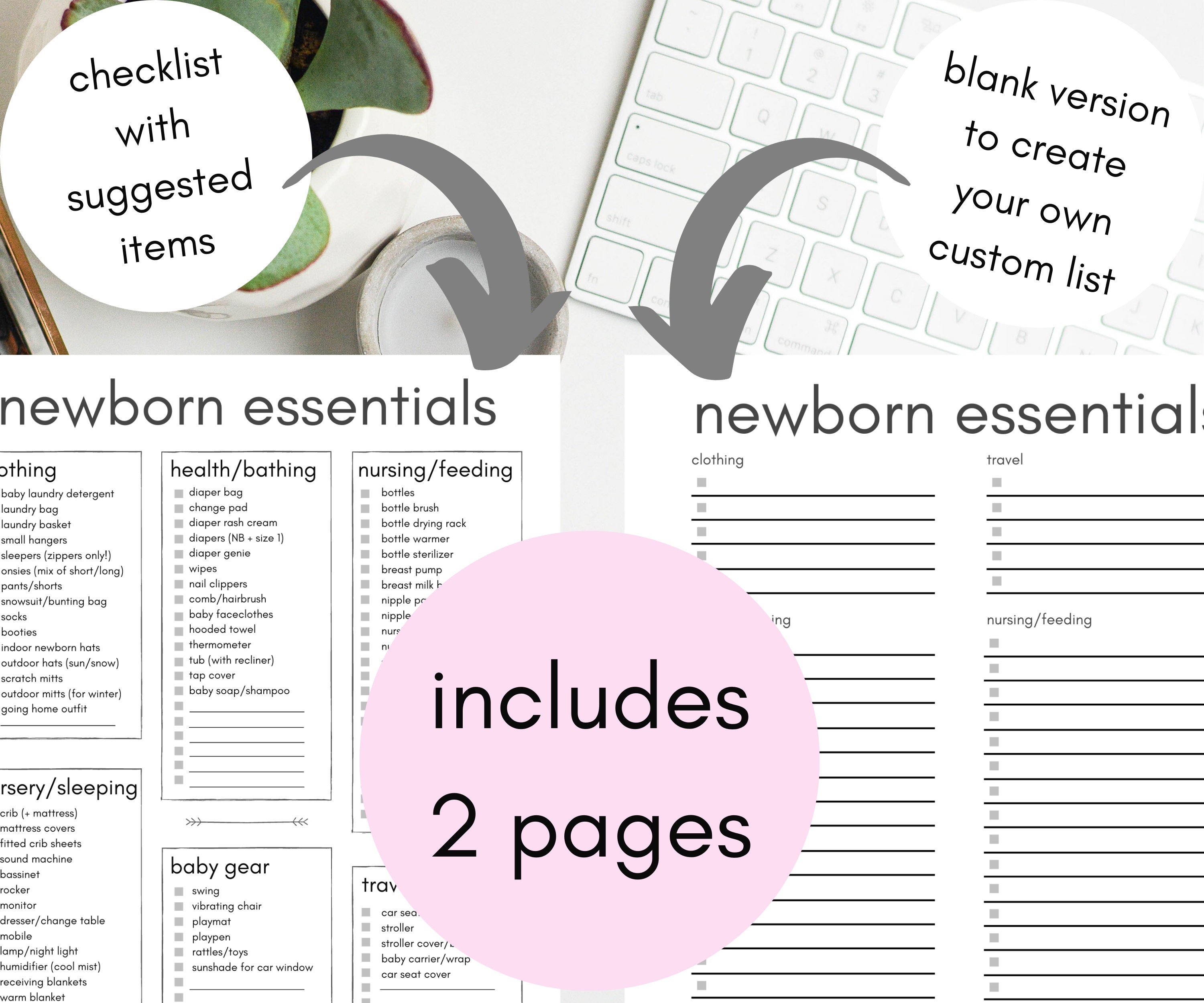 New Baby Checklist New Mom Checklist US Letter Size INSTANT | Etsy