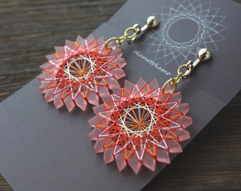 Red dahlia earrings/ ethnic earrings / silk thread / free shipping