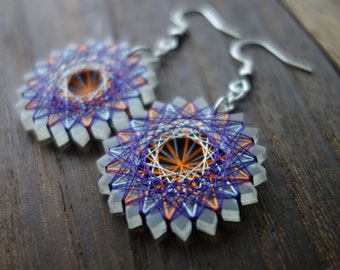 Blue dahlia earrings/ ethnic earrings / silk thread / free shipping