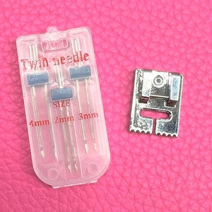 Twin Needle 3 PCS Double Needle with 9 Groove Pintuck Presser Foot 3 Size 2/90 3/90 4/90