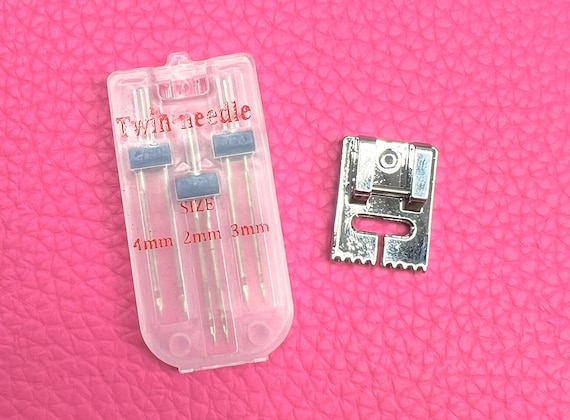 Twin Sewing Needle Set with 9 Groove Pintuck Presser Foot