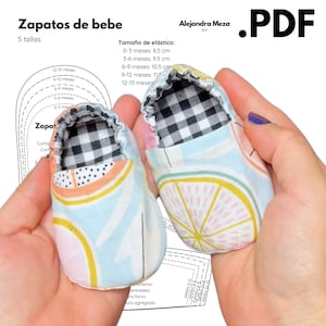 Patron de Zapatos de Bebé reversibles en 5 tablas PDF listo para descargar e imprimir en tamaño carta en Español