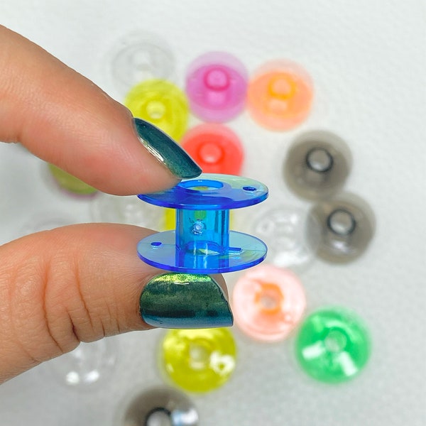 Bobinas de colores para máquina de coser: plástico transparente, 20 unidades