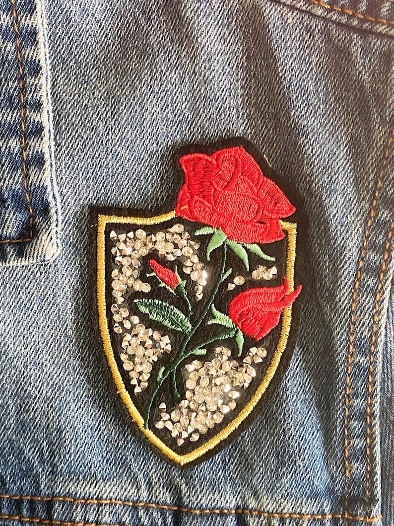 Iron on Patch for jackets Patches Patches for jackets Rose Patch Patch Sew on patch Rose Patch for jacket