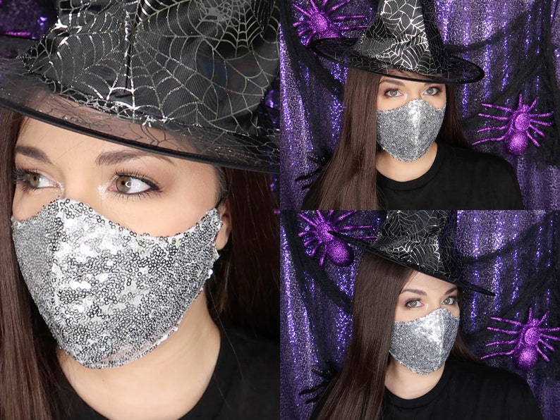 Witch Silver Face Mask Halloween Face Mask Trick or Treat Etsy