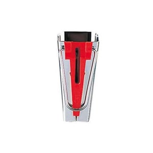 May include: A silver seam ripper with a red plastic handle. The seam ripper is a tool used for removing stitches from fabric.