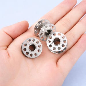 10 pcs Metal Bobbins Empty Spool Stainless Steel Bobbins for Household Sewing Machine