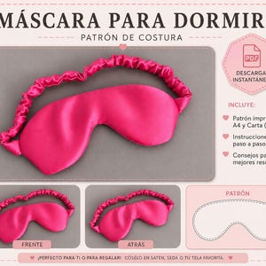 Patrón PDF de Antifaz para Dormir Acolchado | Patrón de Costura Digital | Antifaz de Satín | Tutorial Paso a Paso | Regalo para Damas de Hon