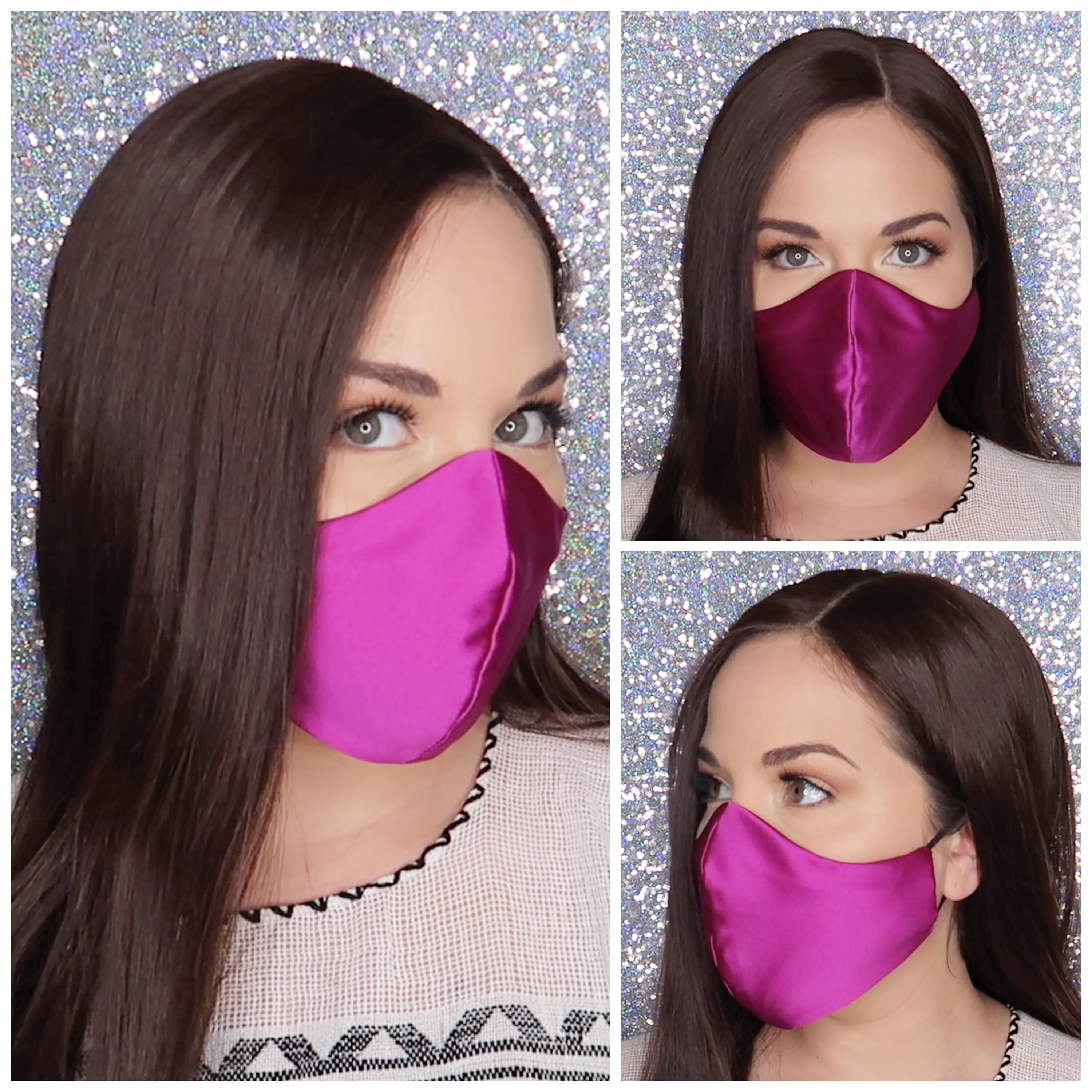 Satin 3 Layer Fitted Filter Pocket Cotton Linen Face mask Etsy