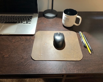 Pawprint Mouse Pad- Genuine Leather by Steel Hide Co.