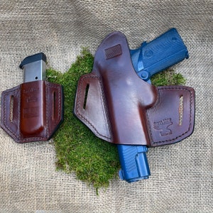 1911 Semi Auto Matching Holster & Magazine Pouch Custom Handmade CCW Concealment Colt Sig Kimber Rock Island .45ACP image 4