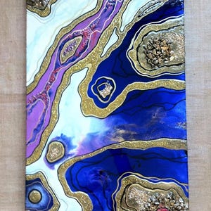 27X20 in. Blue Handmade Resin Geode Artwork, Original Resin Art, Geode Abstract Art, Resin Geode Wall Art, Home Decor.