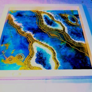 3D-geodeharsschilderij: abstracte kwartsmuurkunst, 19 x 19, handgemaakt