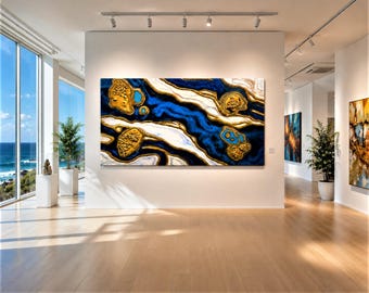 Grote kunst aan de muur met geode hars: abstract huisdecor (47 x 28'').