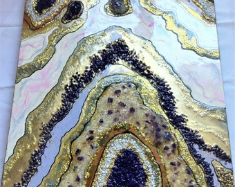 Large 3D Resin Geode Artwork: Abstract Home Decor (40x27'' )