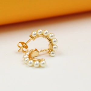 Pearl Half Hoop Earrings For 18K Gold Filled Open Hoop Wholesale Synthetic Pearl Jewelry