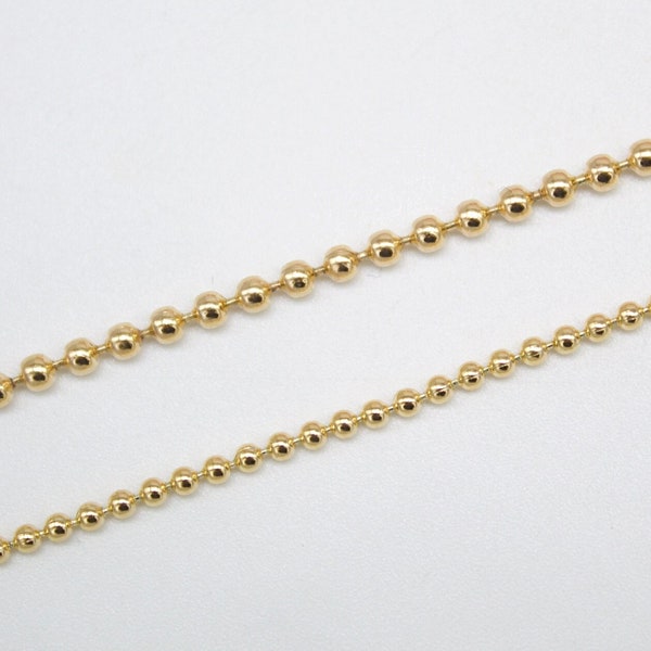 18K Gold Filled 2mm Smooth Ball Chain For Wholesale Necklace Dainty Jewelry Making (F260)