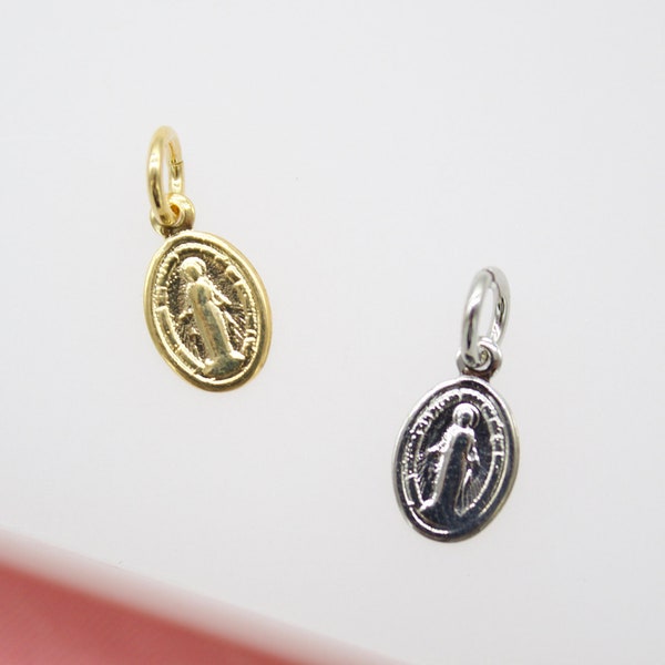 Tiny Gold Filled Medalla Milagrosa Miraculous Medal Pendant For Catholic Religious Medals Necklace Jewelry Making