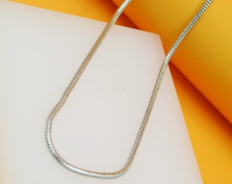18K Rhodium Filled Smooth Round Snake Chain | Rhodium Filled Snake Round Chain Necklace | Wholesale (F208)(E91)(I29)
