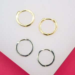 18K Gold Filled Slim Simple 2mm Huggies For Wholesale Jewelry & Earring Findings (L251)