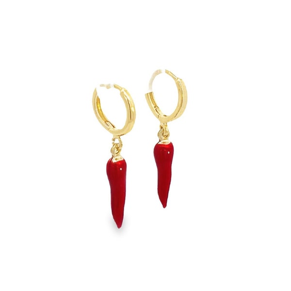 Boucles d'oreilles créoles piment en or 18 carats | Boucles d'oreilles Gold Drop Chili | Boucles d'Oreilles Piment Or | Boucle d'oreille piment doré | Bijoux en gros