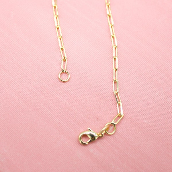 18K Gold Filled 2mm Dainty Paper Clip Chain For Wholesale Clip Chains And Jewelry Making Supplies Findings (F174-175)