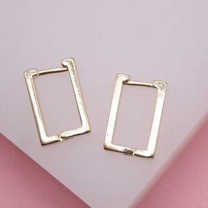18K Gold Filled Rectangle Hoops Earrings | Rectangle Hoop Earrings | Rectangle Earrings | Gold Minimalist Earrings | Wholesale Earrings