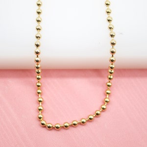 18K Gold Filled 3mm Ball Chain Choker For Wholesale Necklace Dainty Jewelry Making (F263-264)(I194)
