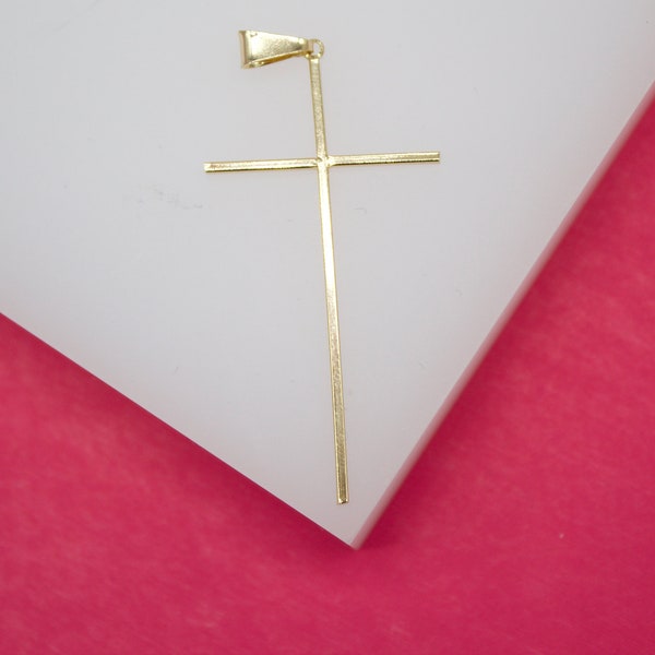 18K Gold Filled Slim Cross Crucifix Pendant For Wholesale Religious Necklace Jewelry Making Supplies