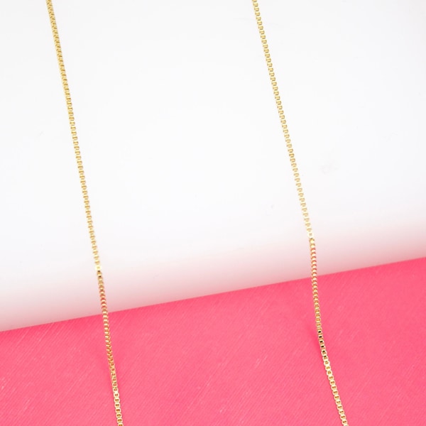 18K Gold Filled 1mm Box Chain For Wholesale Dainty Chains Jewelry Styling and Making  (F116)