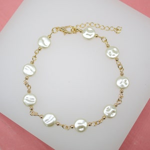 18K Gold Filled Round Pearl Bracelet For Wholesale Bracelet Jewelry And Findings (I94)