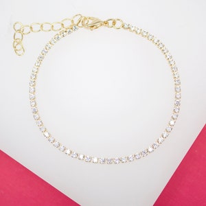 18K Gold Filled Dainty Clear Round CZ Stones For Wholesale Bracelets Jewelry (I100)