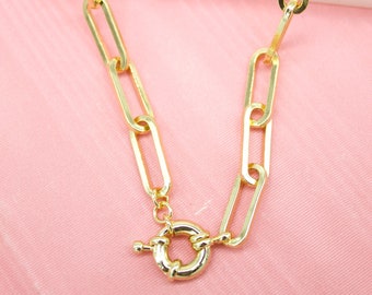 18K Gold Filled PaperClip  Chain For Wholesale Clip Chains And Jewelry Making Supplies Findings (F222-223)(I336)