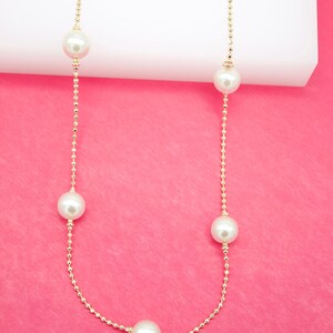 18K Gold Filled Ball Chain With 8mm Synthetic Pearls Necklace For Wholesale Jewelry Findings (F250)