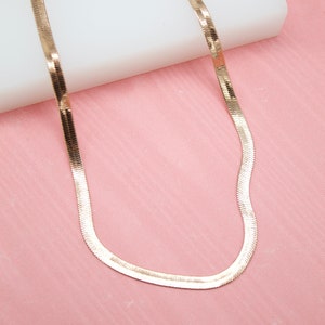 18K Rose Gold Filled 4mm Herringbone Snake Chain For Wholesale Necklace Jewelry (H34)