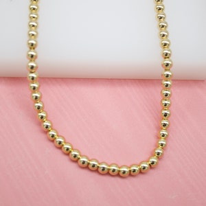 18K Gold Filled 5mm Beaded Necklace For Wholesale Beaded Jewelry Necklace And Findings (F276-278)