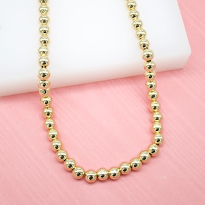 18K Gold Filled 6mm Beaded Necklace For Wholesale Beaded Jewelry Necklace And Findings (F281)