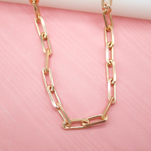 18K Gold Filled 5mm Paperclip Chain For Wholesale Paper Clip Chains And Jewelry Making Supplies Findings (F186-188)(I365)