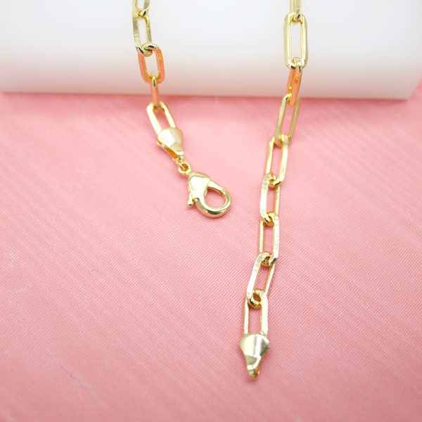 18K Gold Filled 5mm Paperclip Chain For Wholesale Paper Clip Chains And Jewelry Making Supplies Findings (F186-188)(I365)