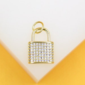 18K Gold Filled CZ Padlock Charm | Lock Necklace Pendant | CZ Lock Charm | Gold Lock Charm | Gold Locket | Wholesale Beads (A186)