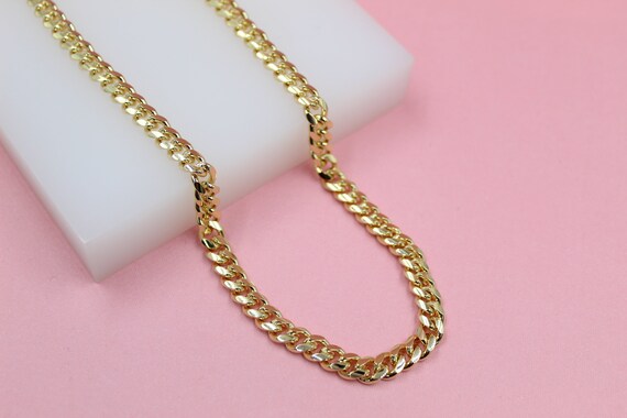 18K Gold Filled 6mm Diamond Cut Miami Cuban Chain Curb Chain Necklace Miami Cuban Chain Gold Curb Necklace Wholesale Jewelry G240