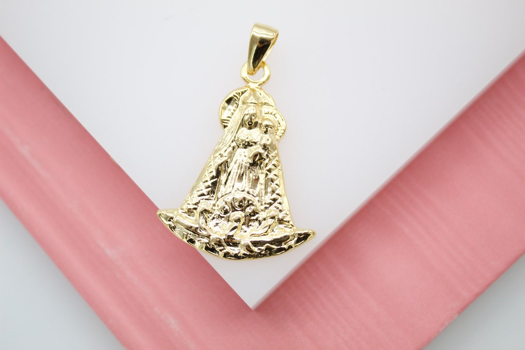 18K Gold Filled Saint Caridad Del Cobre Pendant for Catholic Jewelry