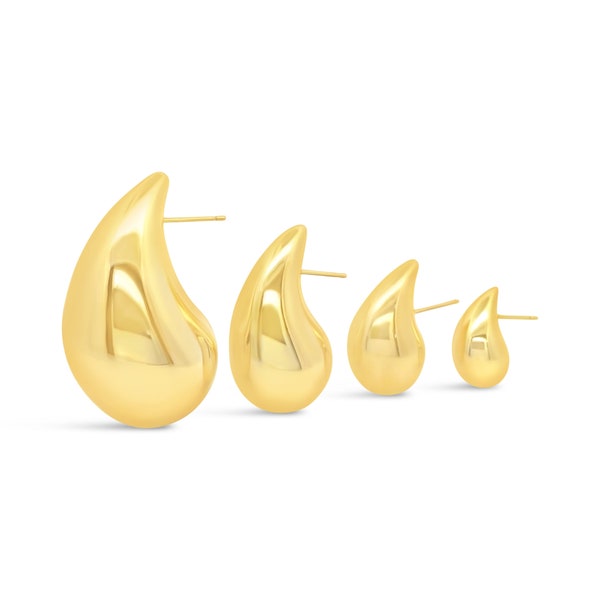 18k Gold Filled Earrings | Bloated Tear Drop Earring | Water Drop Earring | Puffy Drop Earrings (L556-557)(L553)(L558)