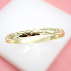 18K Gold Filled Wrist Bangle Bracelet With CZ Stones For Wholesale Bangles & Jewelry (B8)