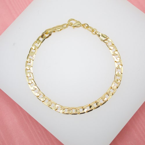 18K Gold Filled Paper Clip Link Bracelet for Wholesale Etsy