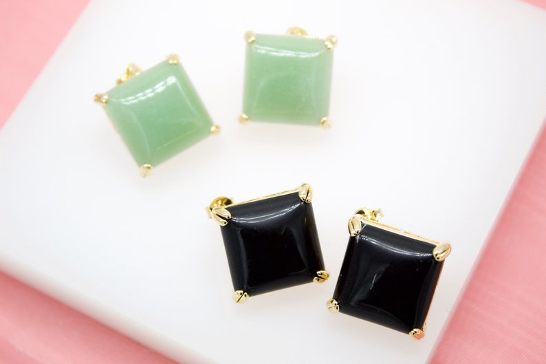 Green and Black Stud Earrings For Wholesale Jewelry Supplies /& Earring Findings 18K Gold Filled Natural Stone Gemstone