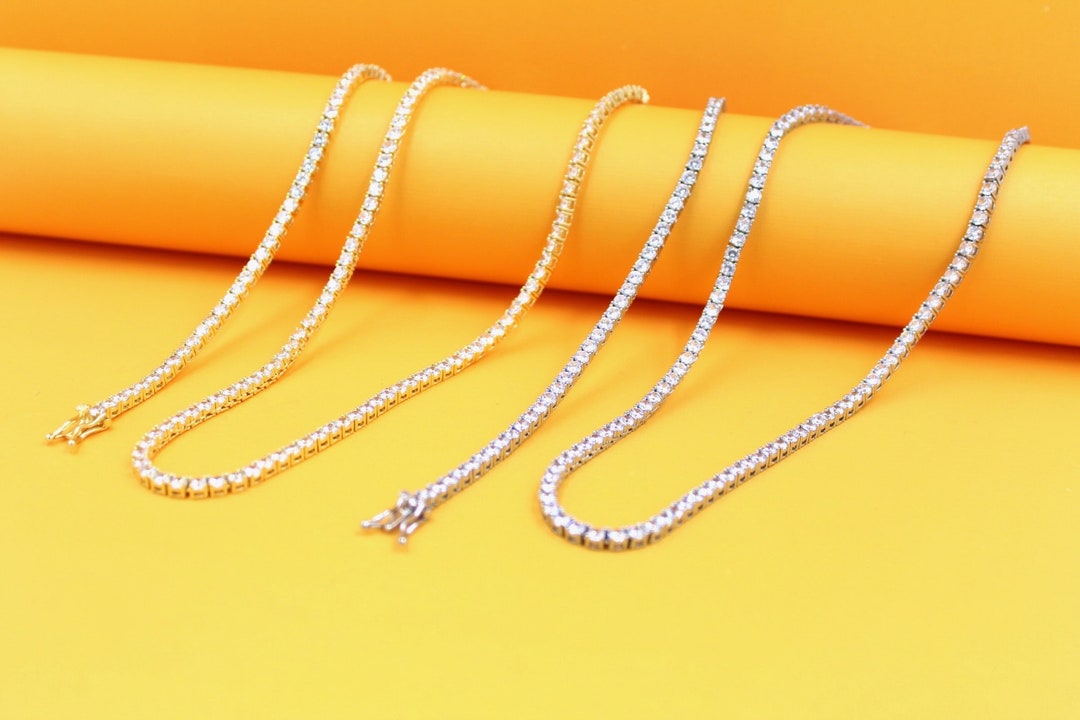 18k Gold Filled Tennis Necklace Diamond Tennis Necklace With Cubic