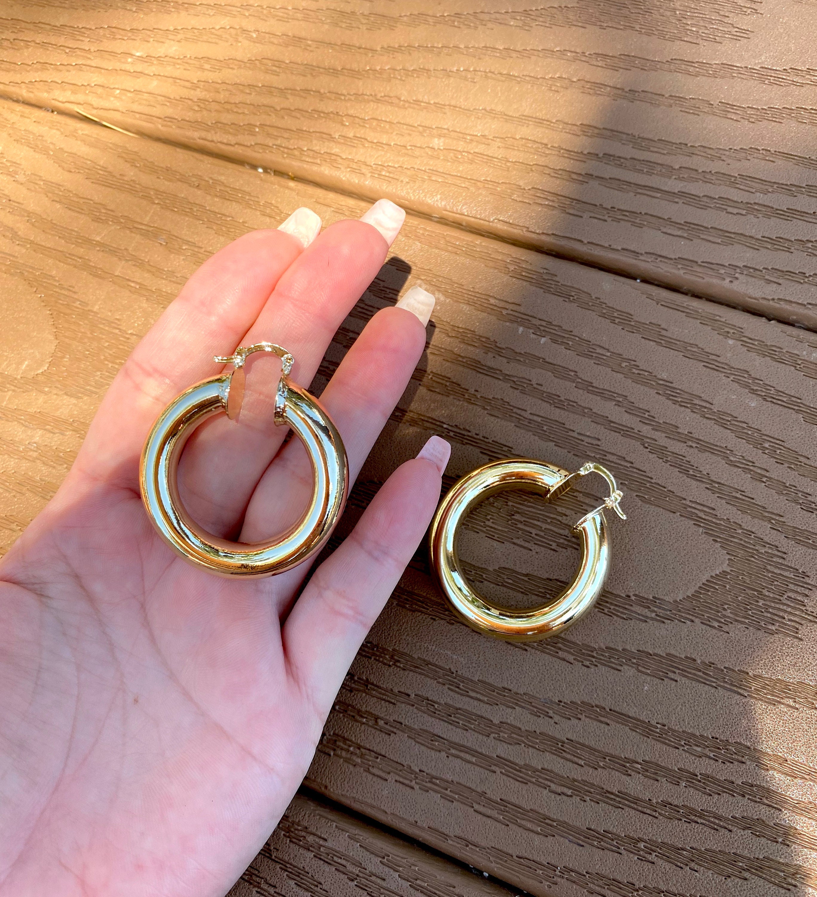 Chunky Gold Hoops Very Thick Gold Hoop Earrings Medium Etsy UK