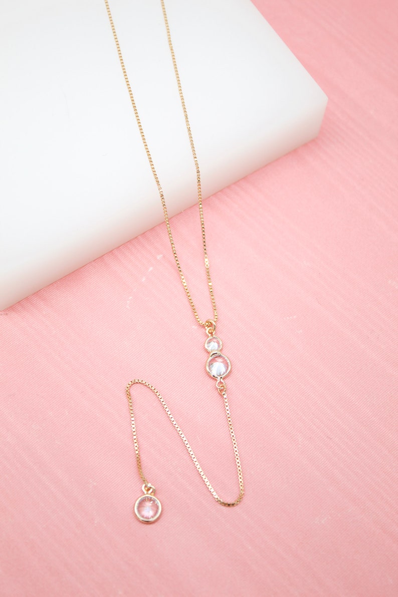 Clear Dangle CZ Stones Necklace For Wholesale Jewelry And Findings 18K Gold Filled